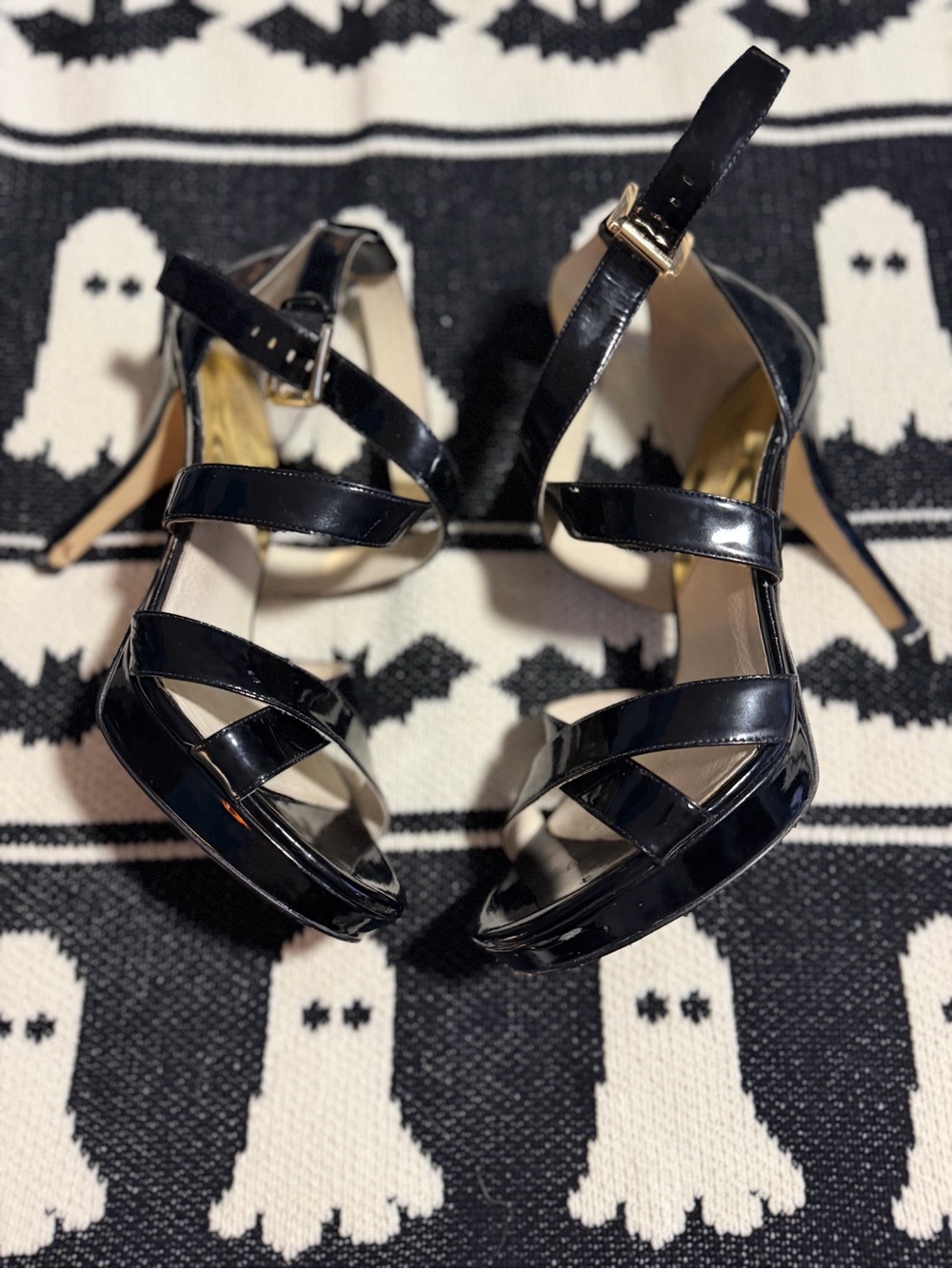 Michael Kors black patent strappy heels